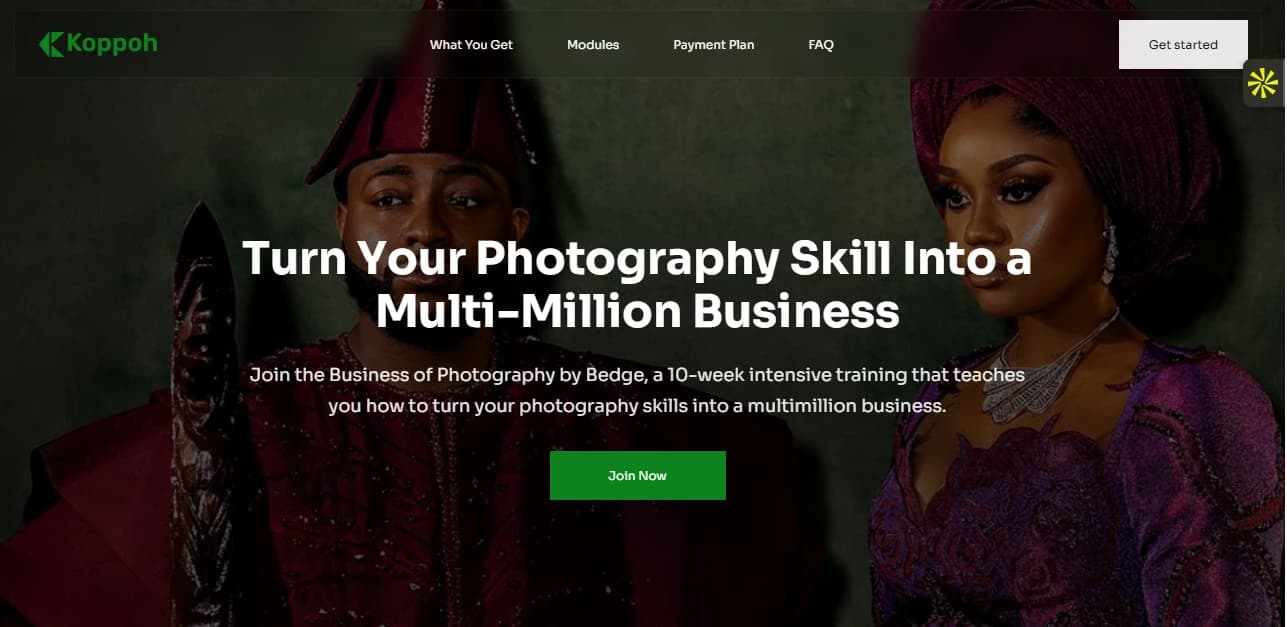 Business of Photography Landing Page preview